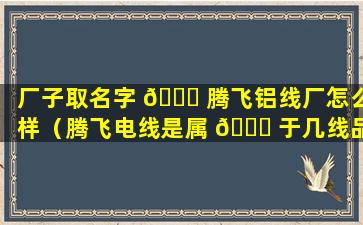 厂子取名字 🐞 腾飞铝线厂怎么样（腾飞电线是属 🐘 于几线品牌啊）